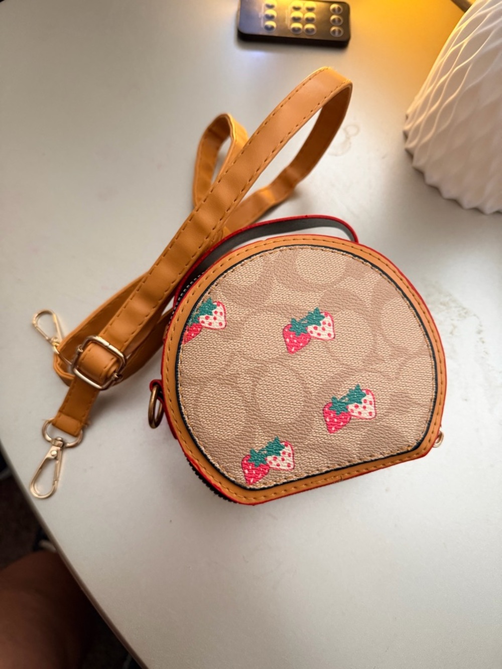 New Strawberry Mini Crossbody/hand bag - Tan/Brown for little girls